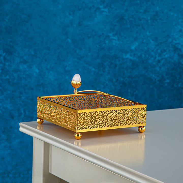 Almarjan Square Napkin Holder 17 CM Gold - KMT0414-G