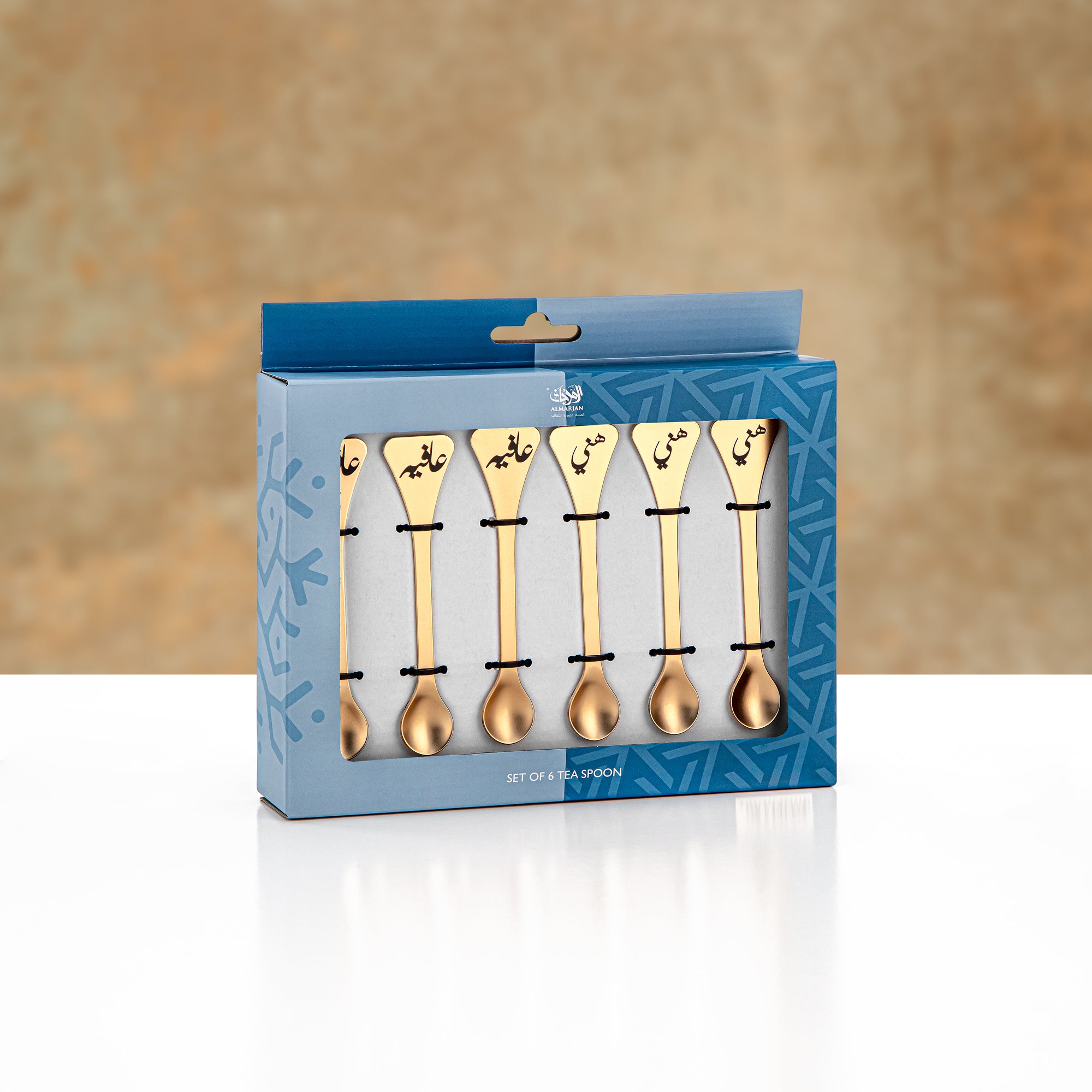 Almarjan Tea Spoon Set 6 Pieces Matt Gold
