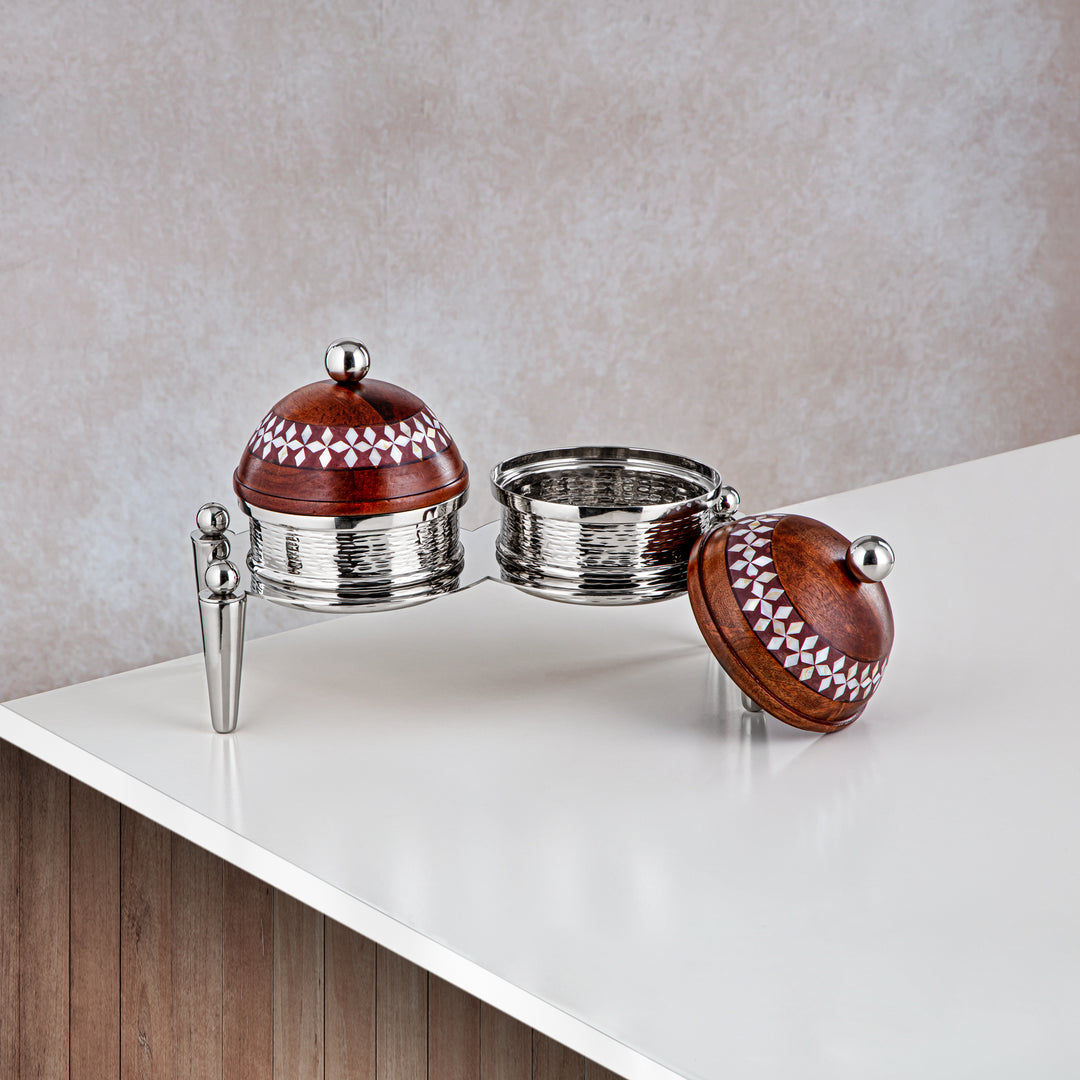 Almarjan 2 Part Candy Set Wood & Silver - MD-2106 D