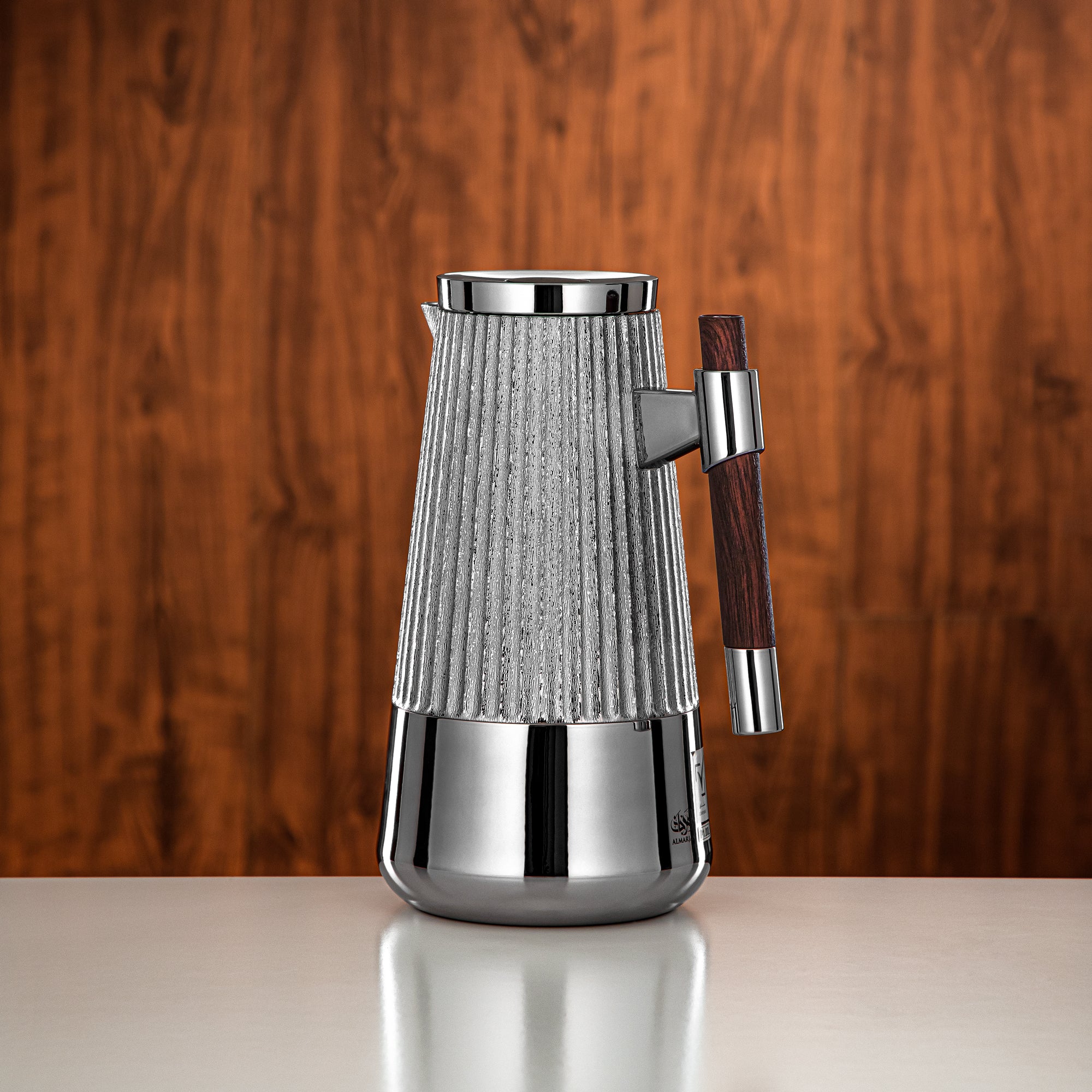 طقم ترامس المرجان 1 لتر + 1 لتر فضي وخشب داكن مطفي