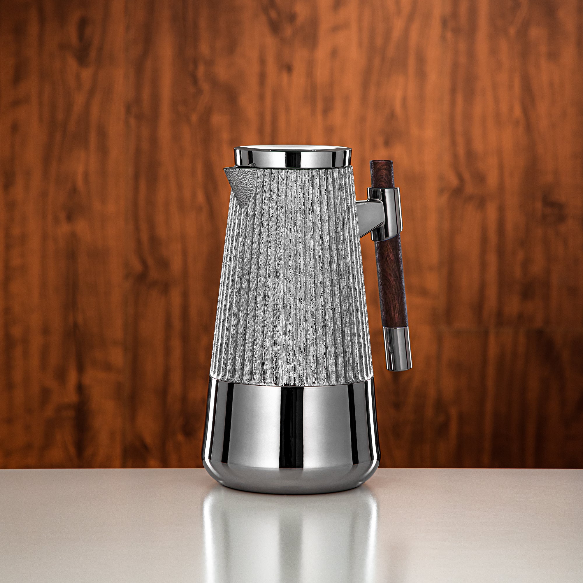 طقم ترامس المرجان 1 لتر + 1 لتر فضي وخشب داكن مطفي