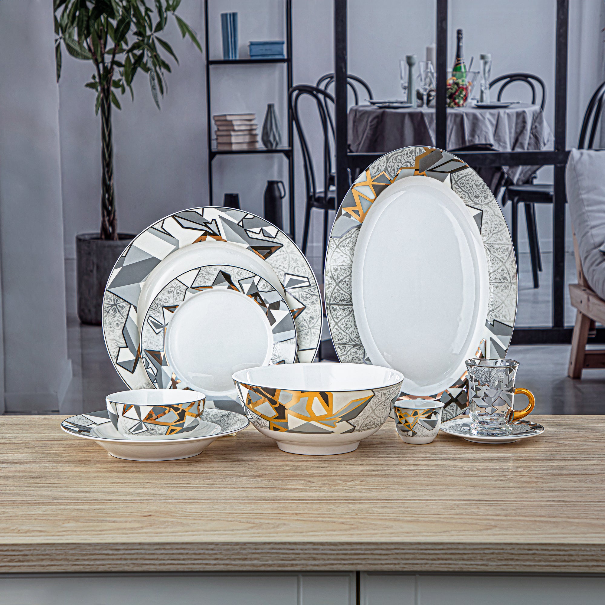 Almarjan 44 Pieces Fonon Collection Dinner Set - 1235