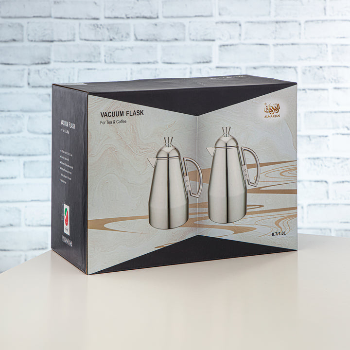 Almarjan 2 Pieces Vacuum Flask Set Ivory & Silver - QNC-0700/1000Q330YZC