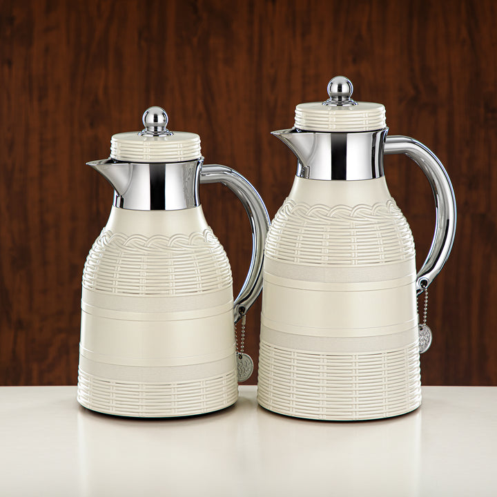 Almarjan 2 Pieces Vacuum Flask Set Ivory & Silver - RYP-0700/1000 Q330YZC