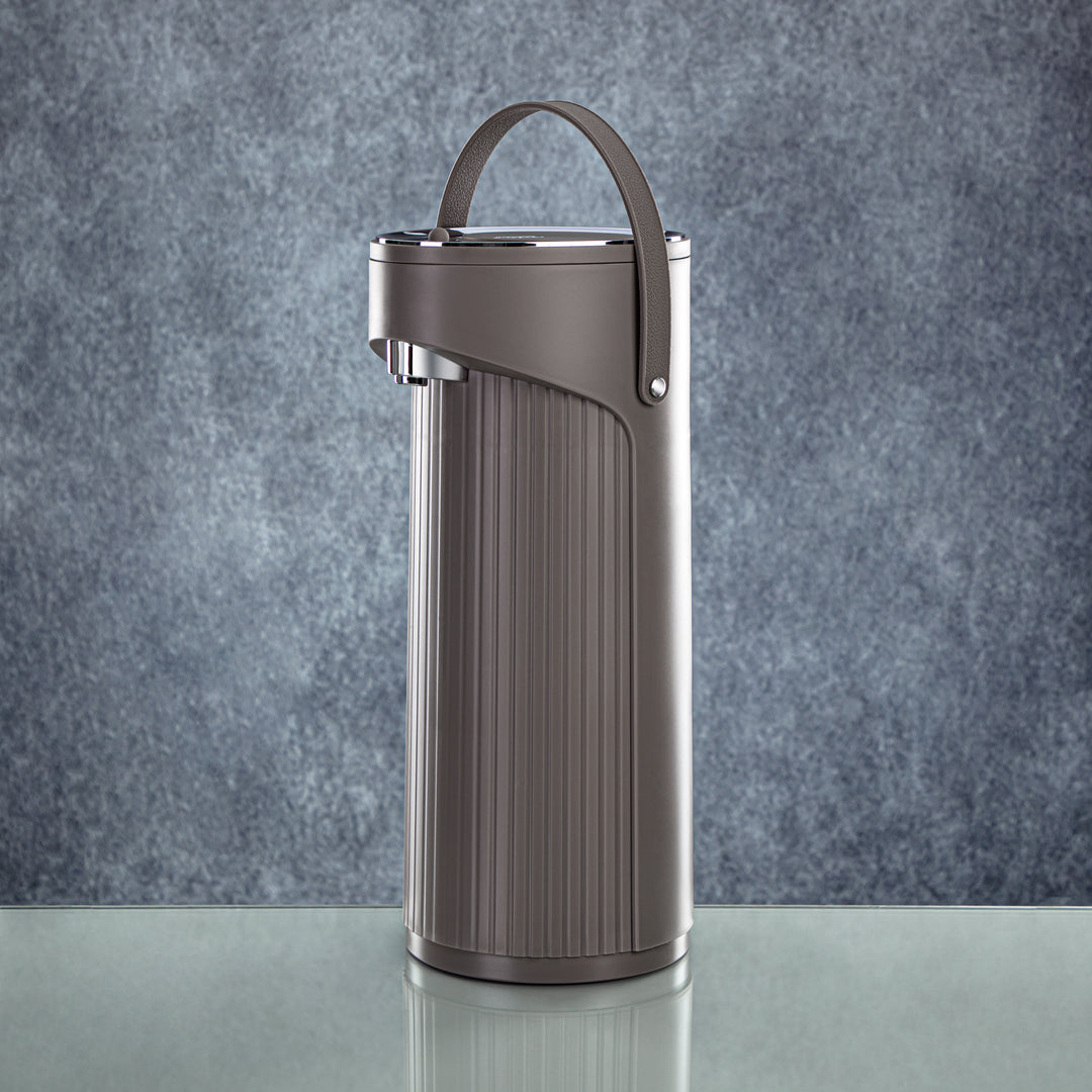 Almarjan 2.2 Liter Pump Vacuum Flask Warm Grey & Silver - SM-2417A-220 WG/C