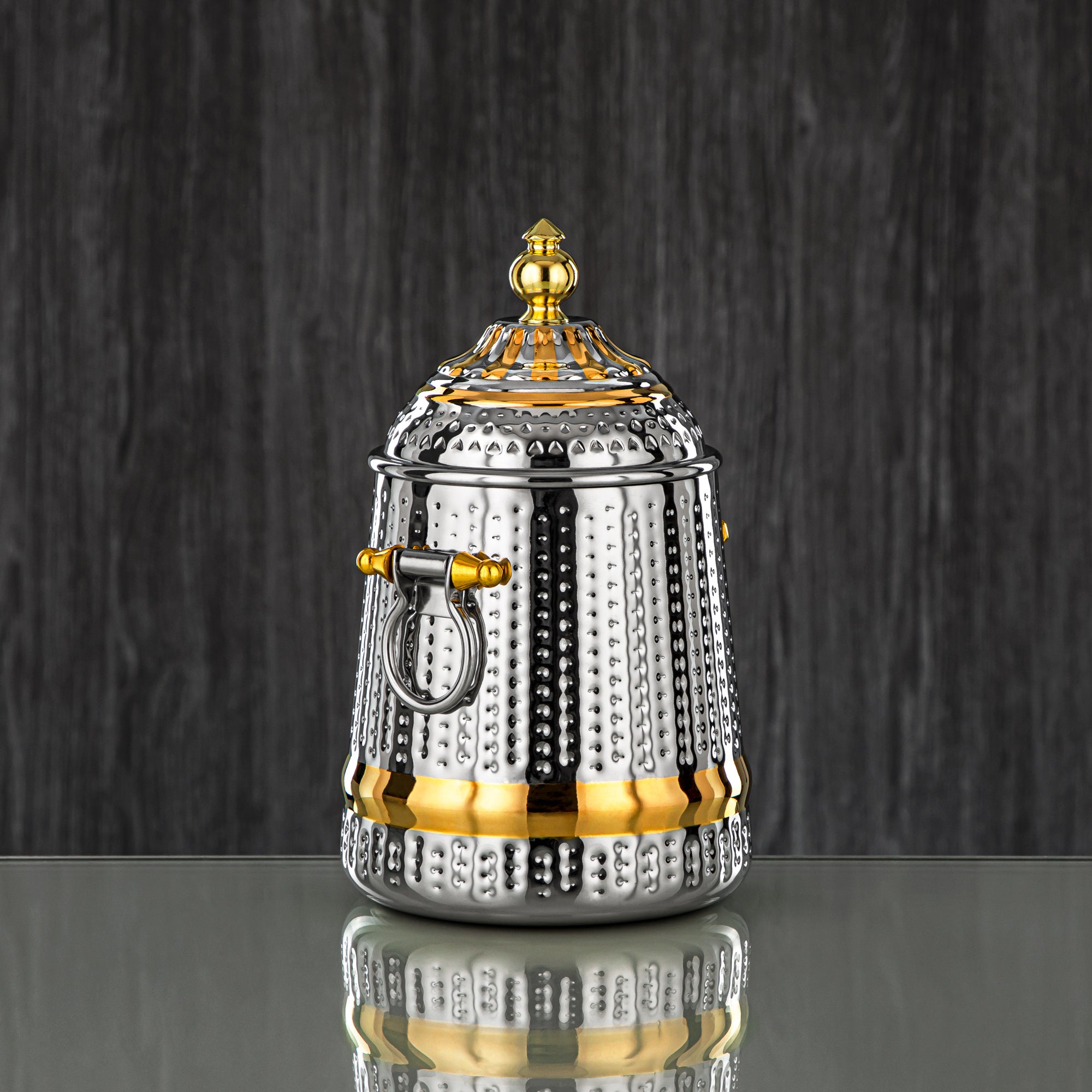 Almarjan 48 Ounce Barari Collection Stainless Steel Canister Silver & Gold - STS0013067