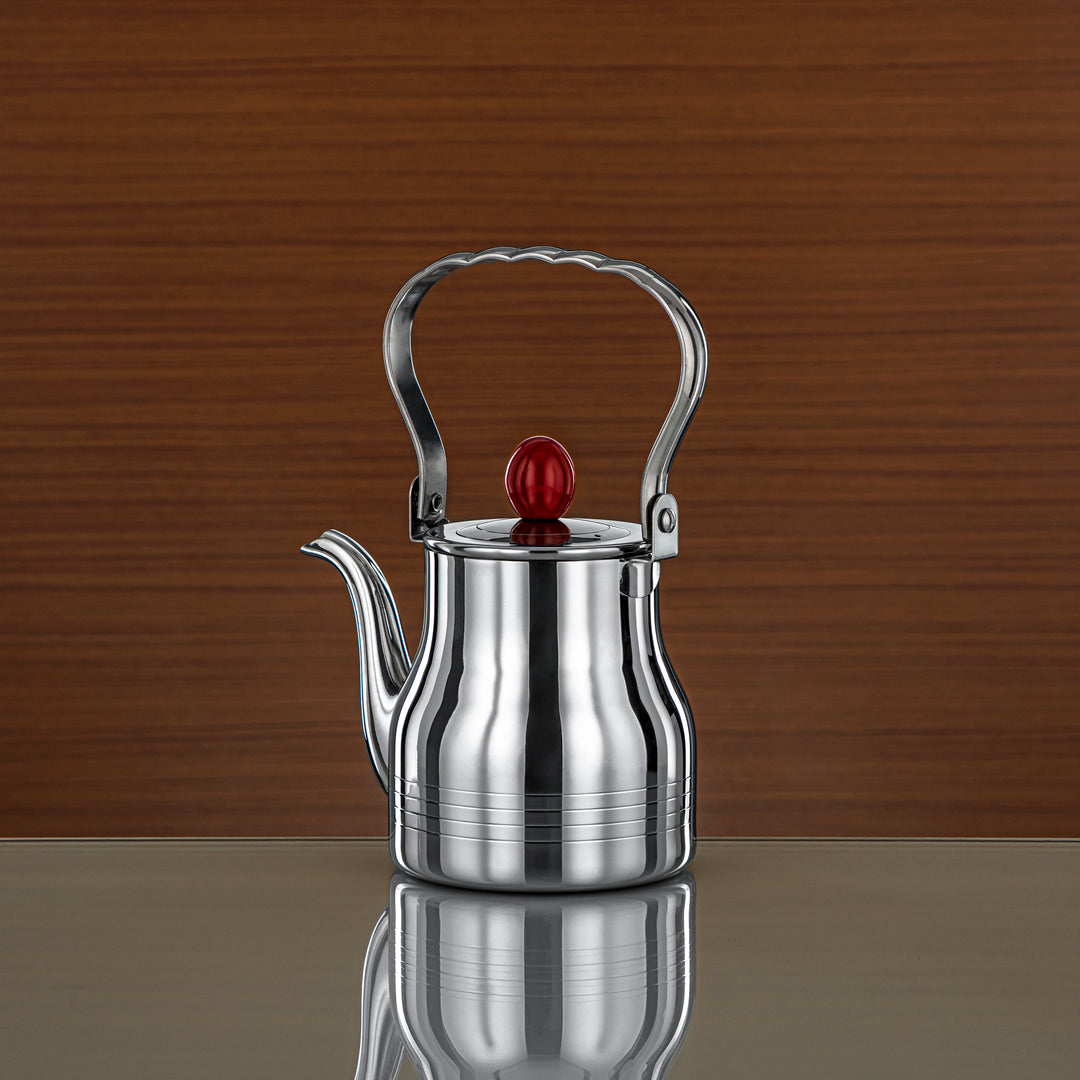 Almarjan 0.7 Liter Elegance Collection Stainless Steel Tea Kettle Silver & Maroon - STS0013138