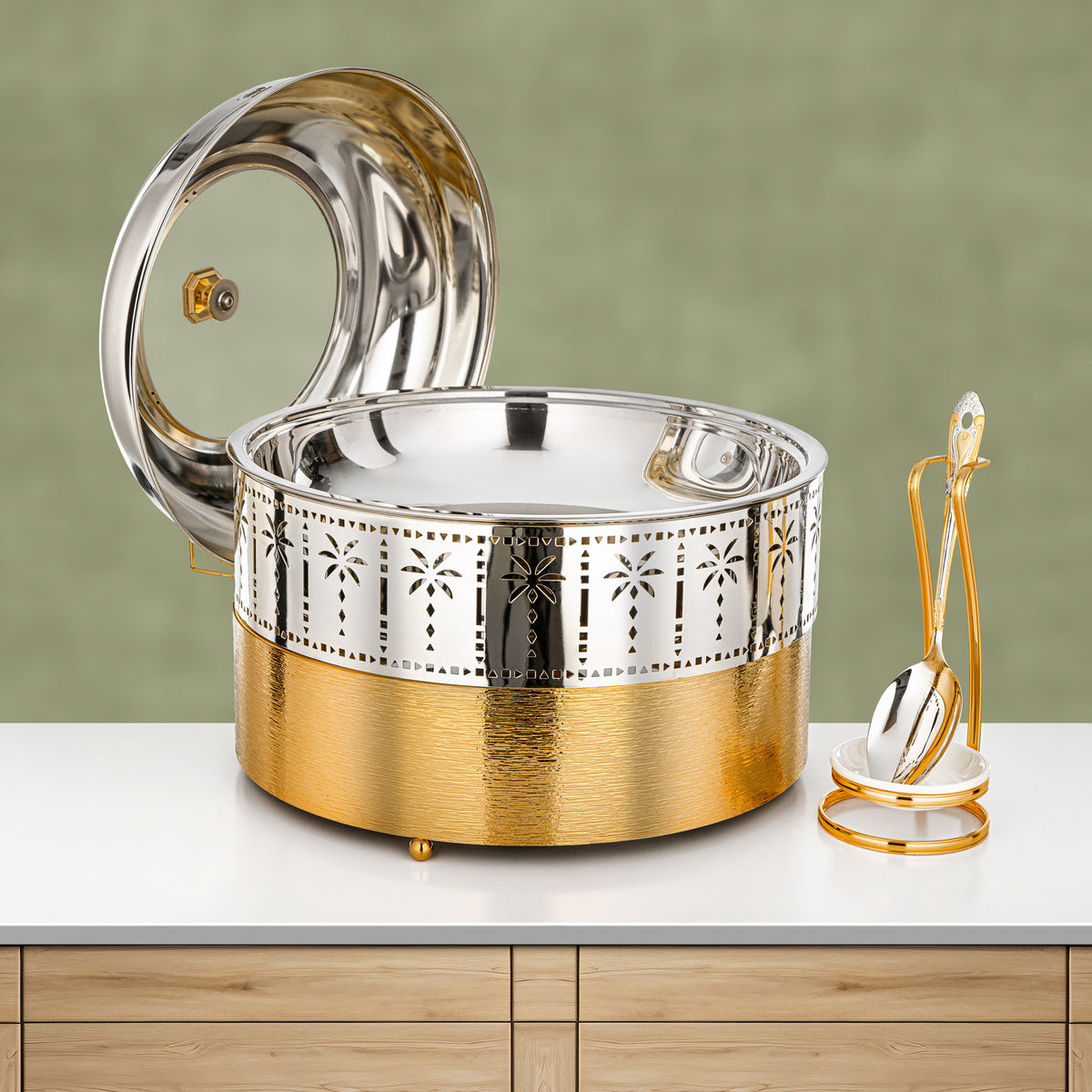 Almarjan 6.5L Chafing Dish, Brushed Gold & Silver