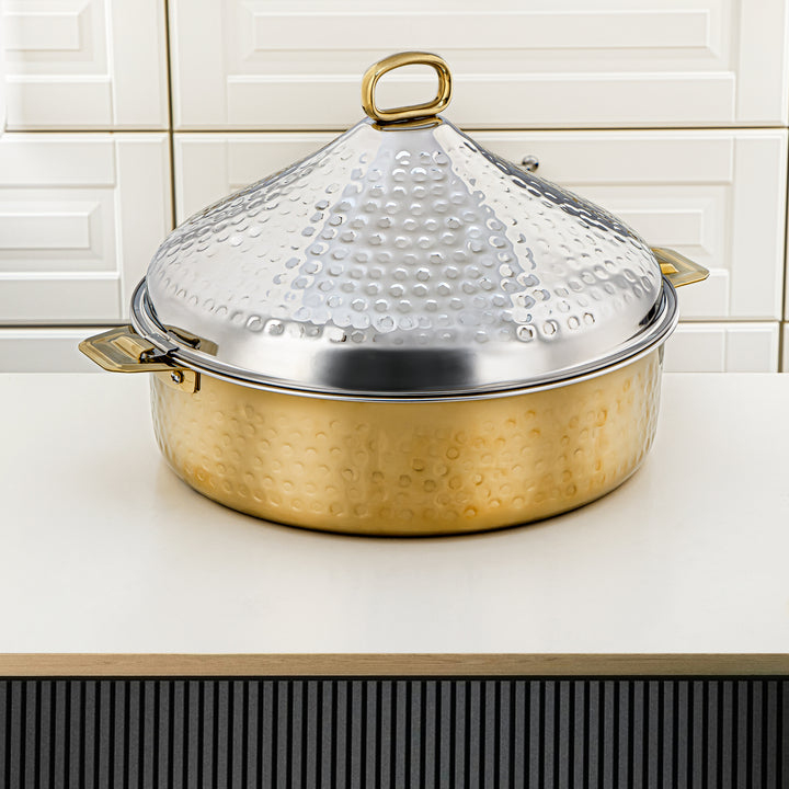 Almarjan 40 CM Abeer Collection Stainless Steel Hot Pot Silver & Gold - H24M20PG