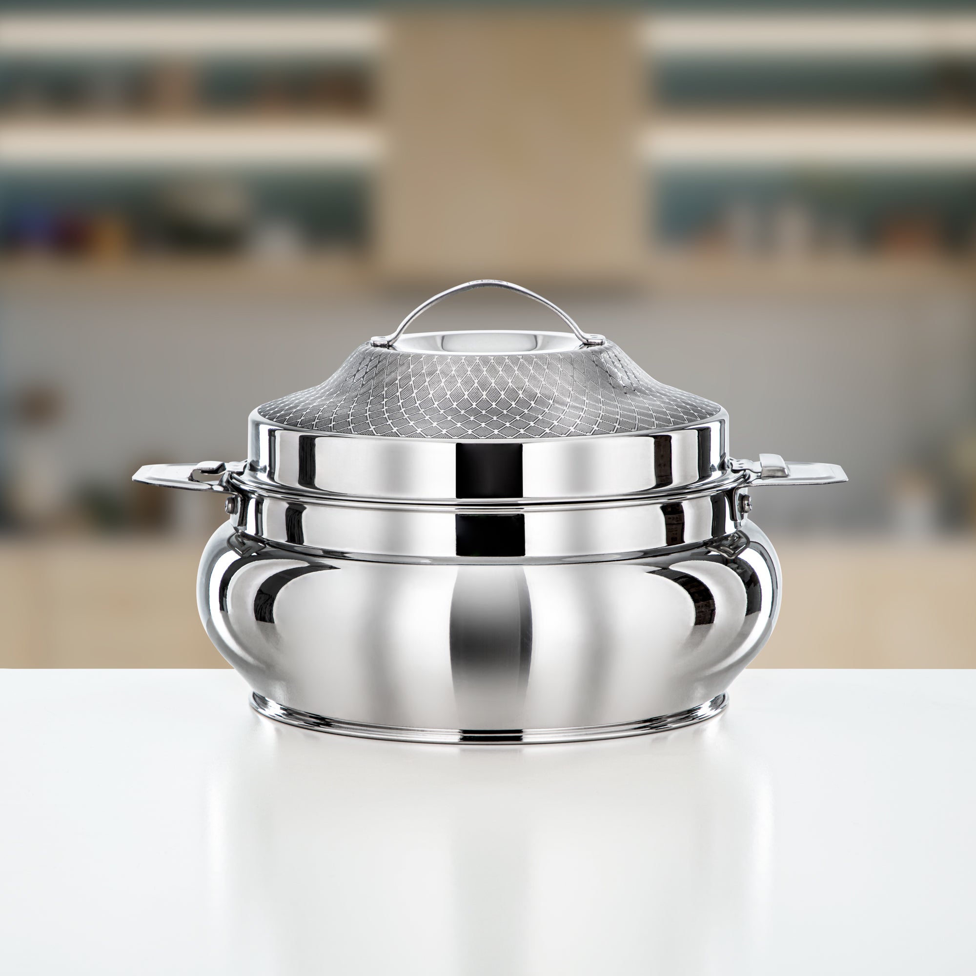 Almarjan Hot Pot Stainless Steel, Silver, 2000ML (H24E16) - Al Arabia Collection