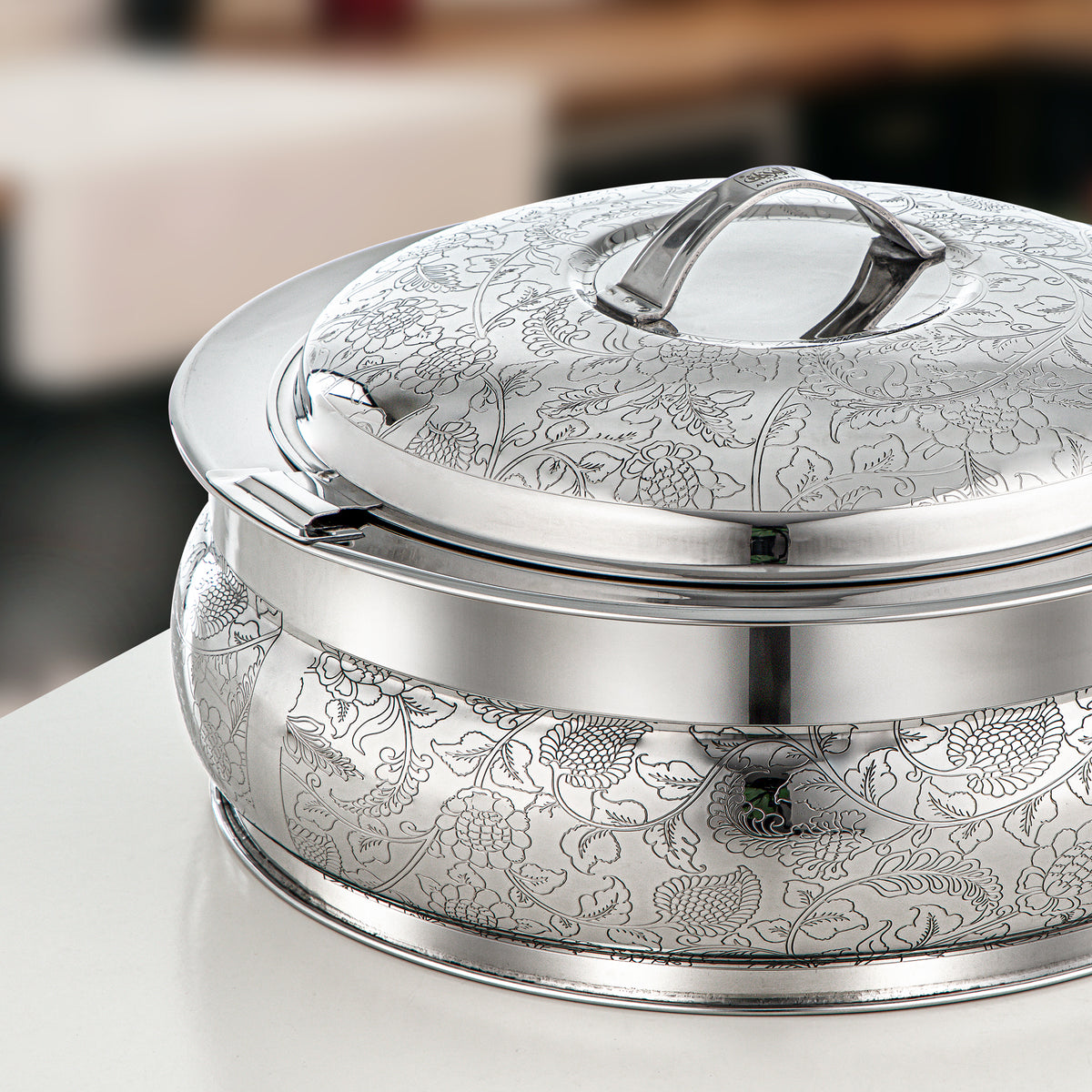 Almarjan 3 Pieces Shamsa Hot Pot Set, Mirror Silver