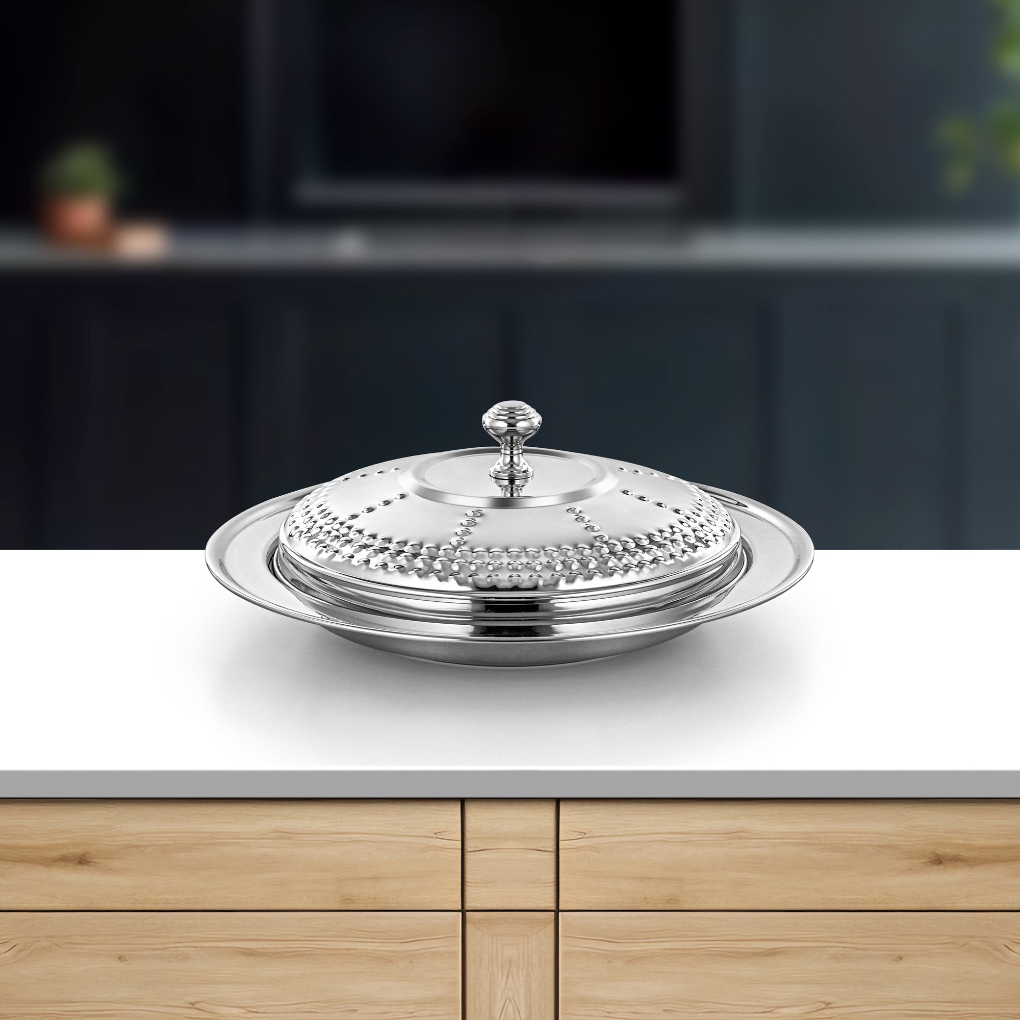 Almarjan Tray with Cover 35cm Silver