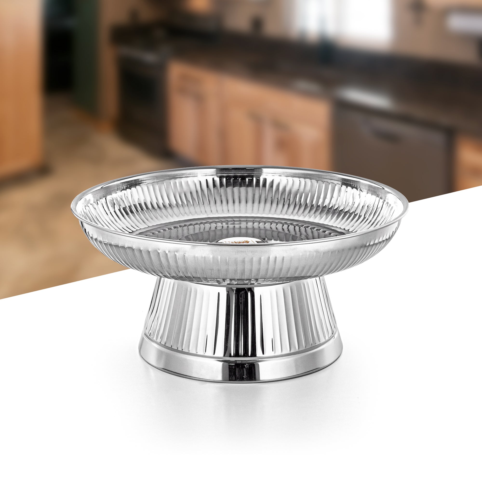 صينية خبز المرجان مع حامل 40 سم فضي