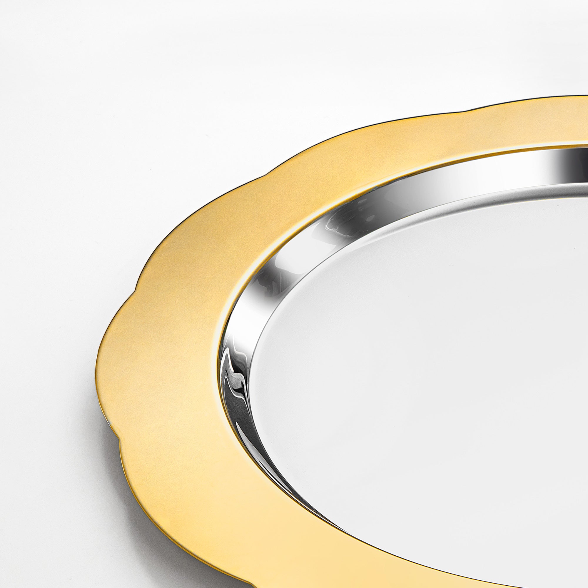 صينية تقديم دائرية المرجان جوني 43 سم فضي وذهبي