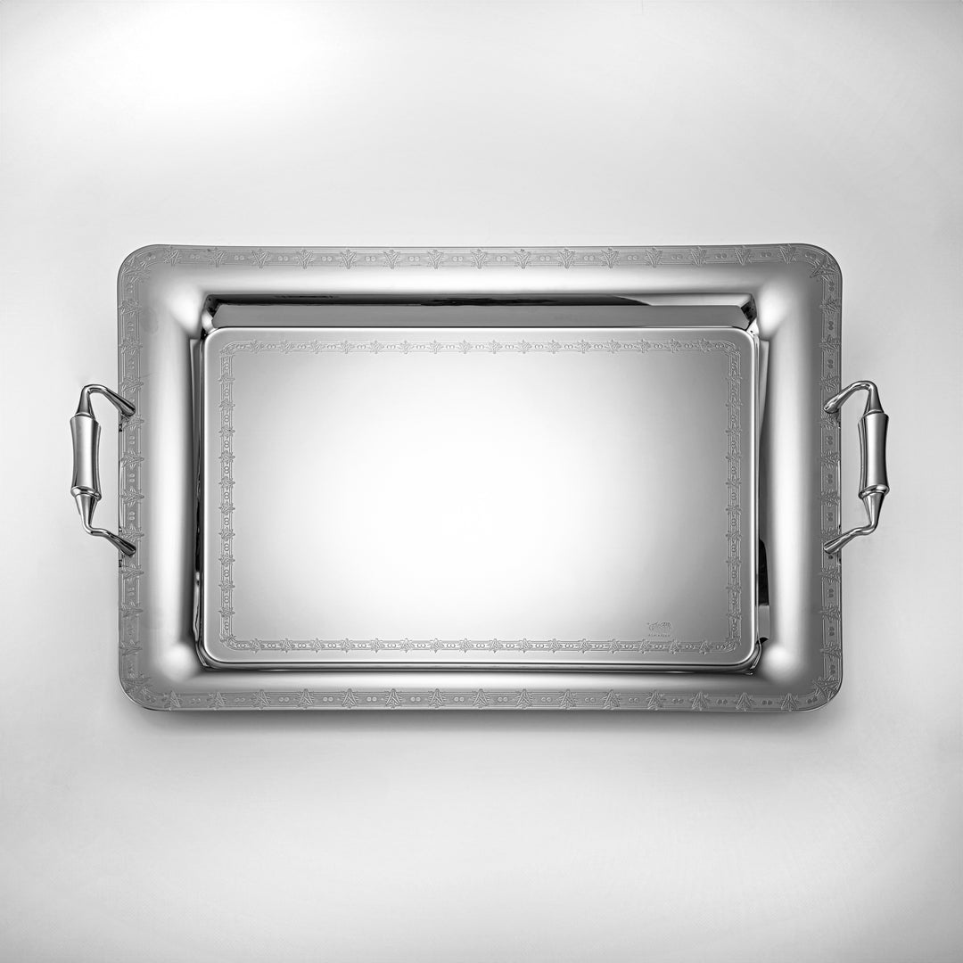 Almarjan 57 CM Crystal Collection Stainless Steel Serving Tray Silver - STS2051249