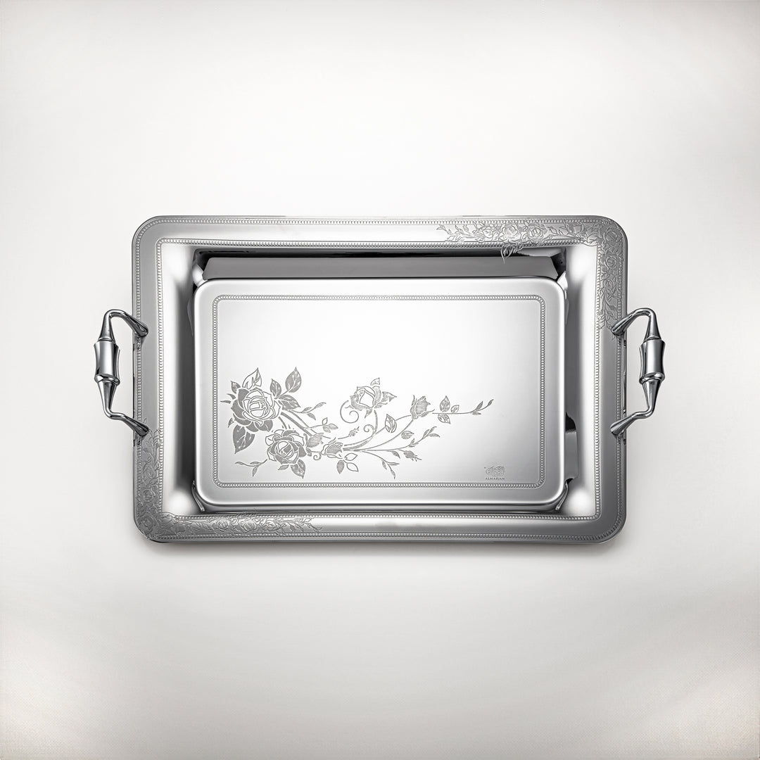 Almarjan 45 CM Lea Collection Stainless Steel Serving Tray Silver - STS2051267