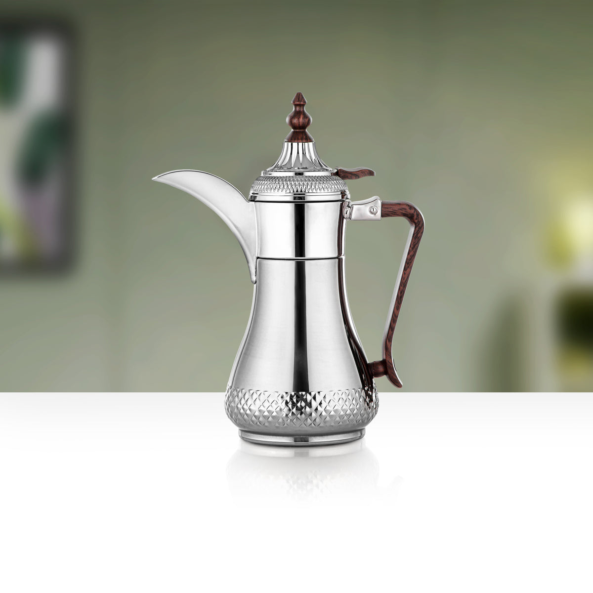 ترمس المرجان 0.35 لتر، فضي وخشب داكن