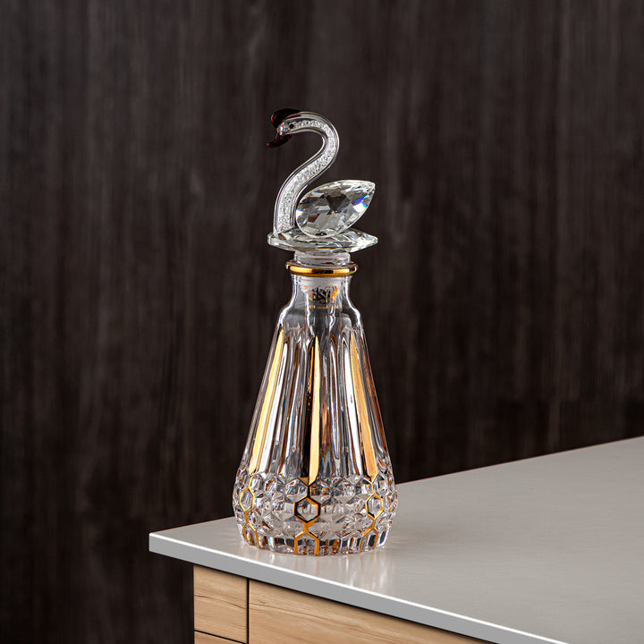 Almarjan Perfume Bottle 200ML (VR-D31-4-Golden) - Glass with Swan Knob | Swan Collection