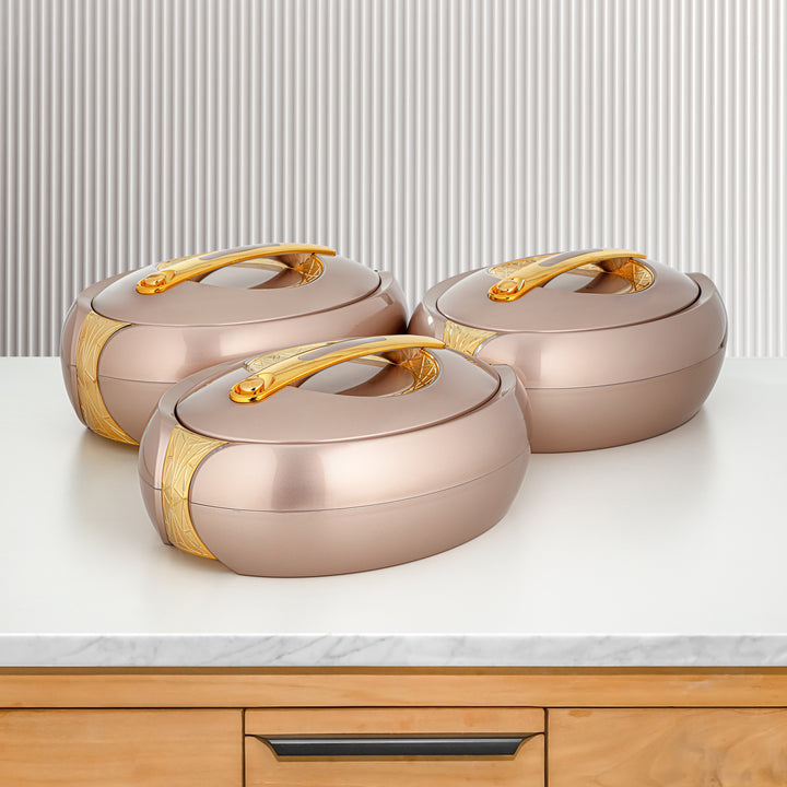 Almarjan 3 Pieces Plastic Hot Pot Set Rose & Gold - ZM RS/G