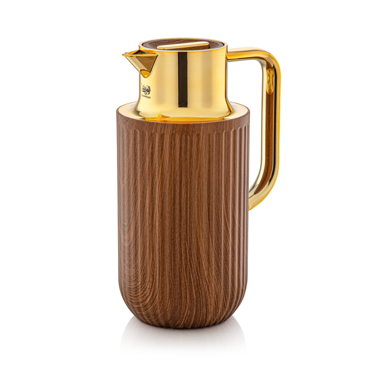 Almarjan 1.6 Liter Vacuum Flask  Light Wood & Gold - 2C122-160 LW/G