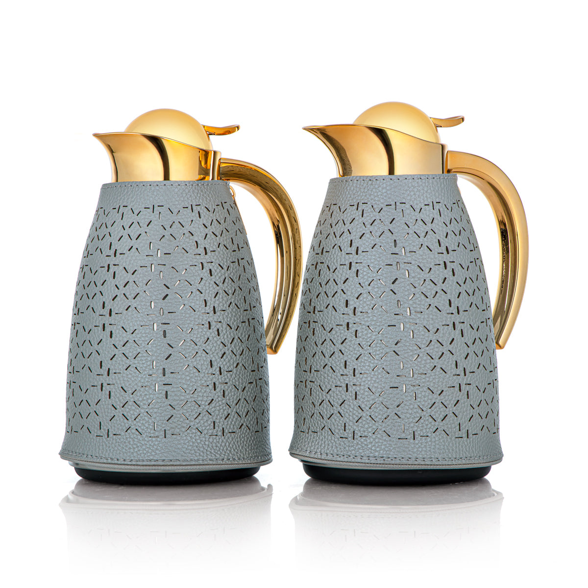 Almarjan 2 Pieces Vacuum Flask Set Grey & Gold - HLBF17-18