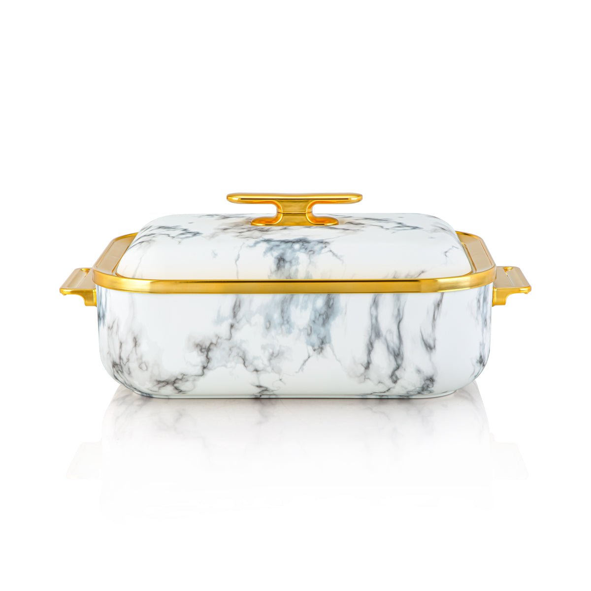 Almarjan 4 Liter Rectangle Plastic Hot Pot Marble & Gold - HP03-400 Marble Gold