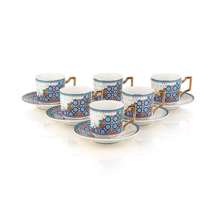 طقم المرجان لفناجين القهوة التركية مع صحن 6 قطع - 4955