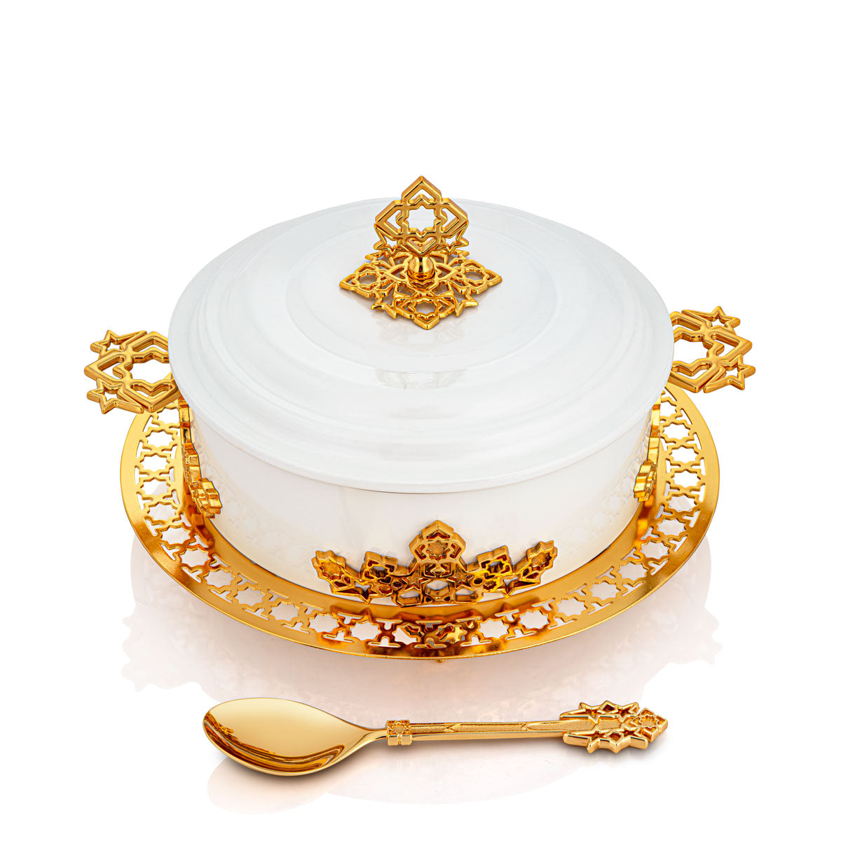 Almarjan 3500 ML Deluxe Hot Pot White & Gold - S13-004M