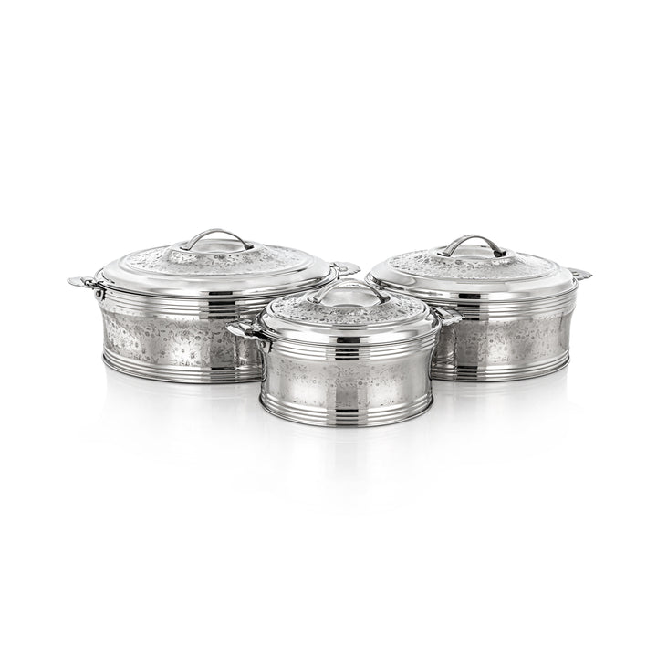 Almarjan 3 Pieces Sausan Collection Stainless Steel Hot Pot Silver - H23E7